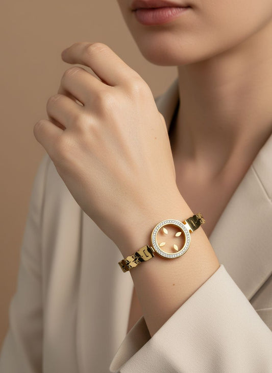 Xuping Zarif Gold Çember Tasarımlı Taşlı Bileklik★★★★★