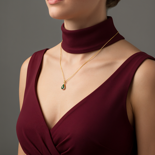 Zümrüt Yeşil Damla Kolye