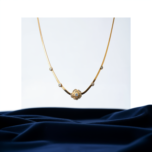 İtalyan Çiçek Taşlı Kolye★★★★★